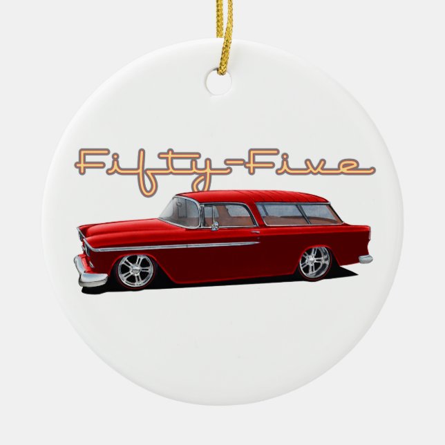 Fifty Five Wagon Ceramic Ornament (Front)