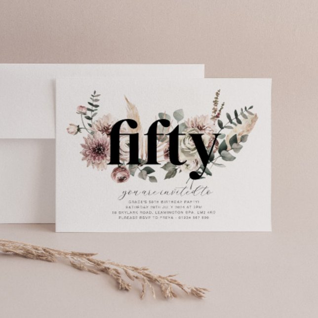 Fifty Florals - 50th Birthday Invitation (Creator Uploaded)