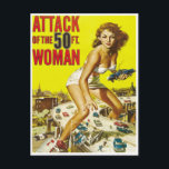 Fifty Foot Alien Women Postcard<br><div class="desc">Fifty Foot Alien Women Vintage Science Fiction,  Horror,  and Fantasy Illustration Art.  Fantastic collection of retro comic book art available on t-shirts,  hats,  fridge magnets,  pins,  buttons,  aprons,  greeting cards,  postcards,  bags,  covers,  dartboards,  towels,  decorator jars,  mugs,  water bottles,  and many more exciting gift ideas.  Wholesale Available.</div>