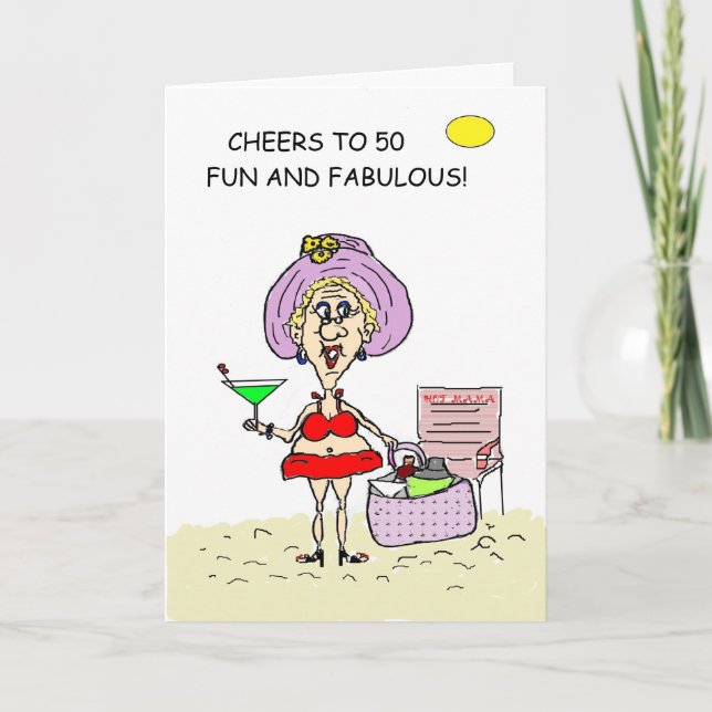 FIFTY, FUN AND FABULOUS HOT MAMA BIRTHDAY CARD (Front)