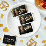 Fifty gold black 50th Birthday custom photo  Hershey's Miniatures<br><div class="desc">Fifty gold script text with one large photos of your choice birthday party wrapped chocolates. Personalize this 50th birthday party design with your own birthday girl or boys name and message of thanks on the back. Other years and matching items are available and can be created by request. © Original...</div>