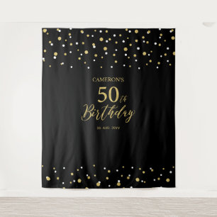 Fifty Gold & Black 50th Birthday Party Backdrop