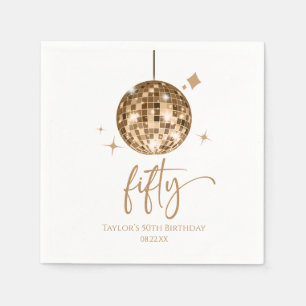 Fifty Gold Disco Ball 50th Birthday Party Napkins