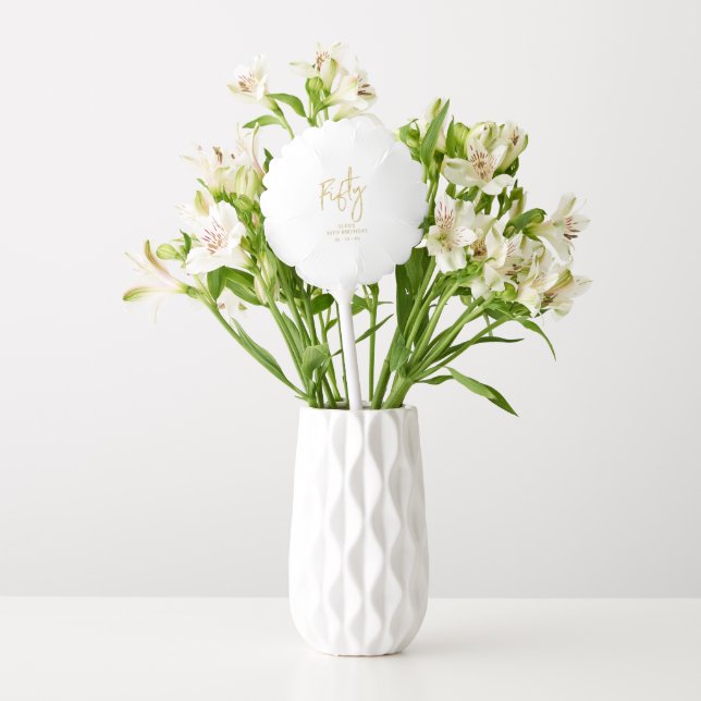 Fifty Gold Lettering 50th birthday decor Balloon (Vase)