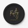 Fifty Gold Lettering 50th birthday Paper Plates