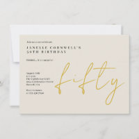 Fifty | Gold  Modern 50th Birthday Party Invitatio