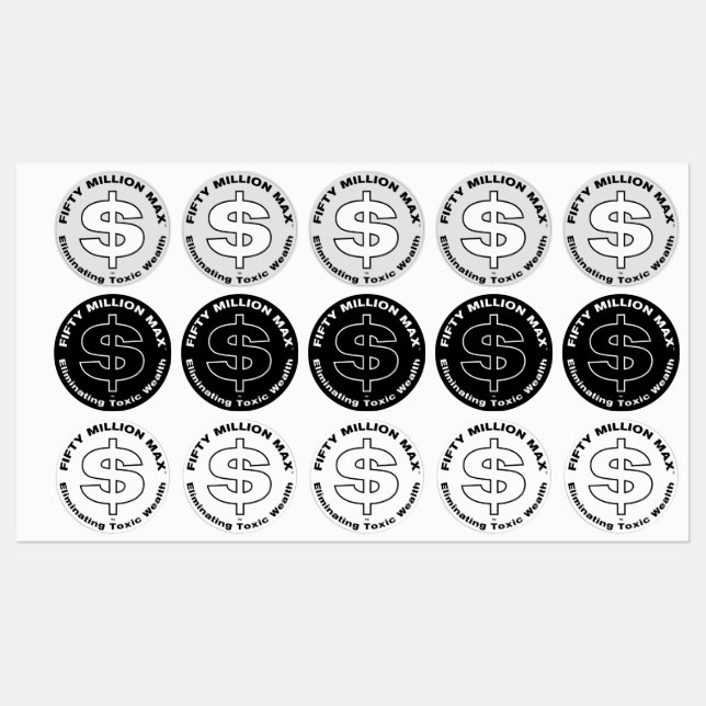 Fifty Million Max™ Dollar Logo 1.5" Stickers (30)  (Sheet)