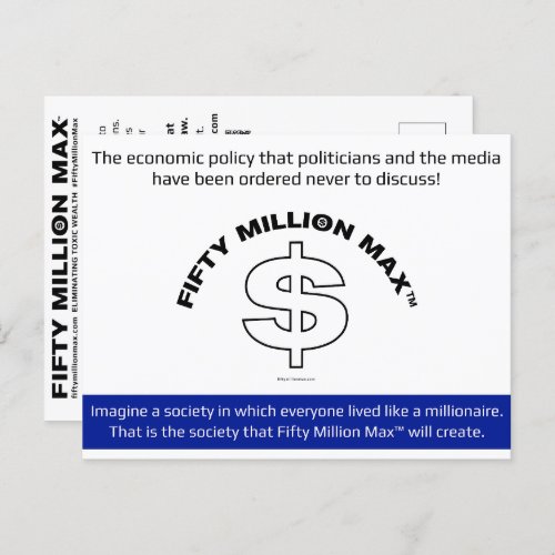Fifty Million Maxâ Information Postcard Dollar 1