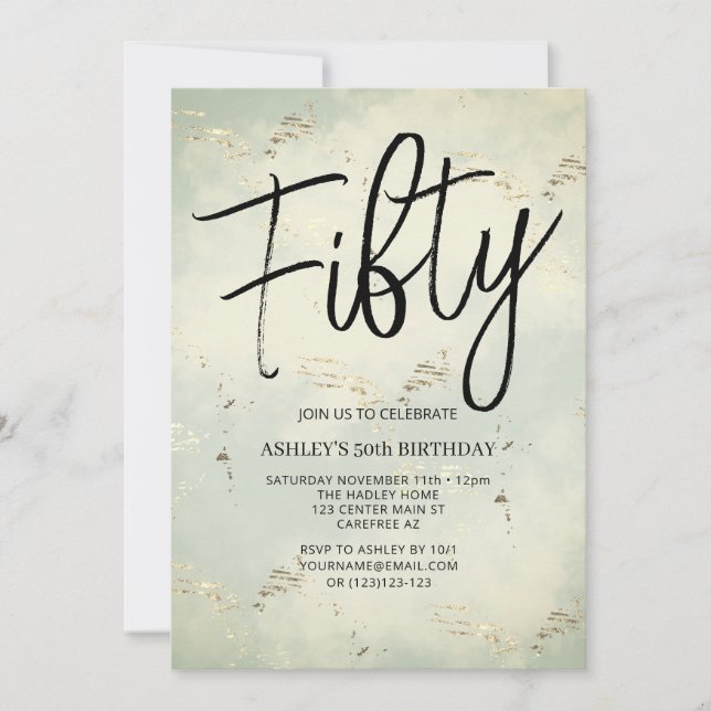 Fifty Modern Elegant 50th Birthday Invitation (Front)