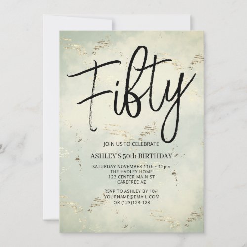 Fifty Modern Elegant 50th Birthday Invitation