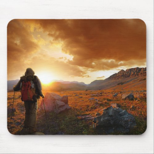 Fifty Mountain Sunset _ Glacier National Park Mouse Pad