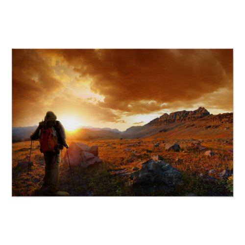 Fifty Mountain Sunset _ Glacier National Park Poster