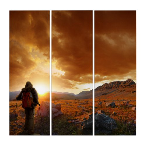 Fifty Mountain Sunset _ Glacier National Park Triptych