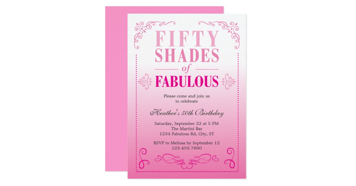 Fifty Shades Of Fabulous Birthday Invitation Zazzle 2097