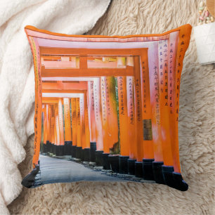 Fifty shades of orange - Senbon Torii, Kyoto Throw Pillow