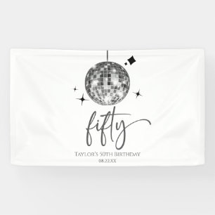 Fifty Silver Disco Ball 50th Birthday Party Banner