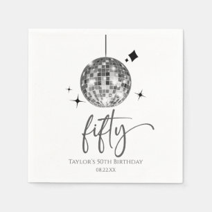 Fifty Silver Disco Ball 50th Birthday Party Napkins