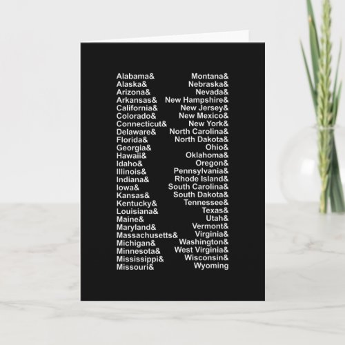 Fifty States Ampersand List USA Card