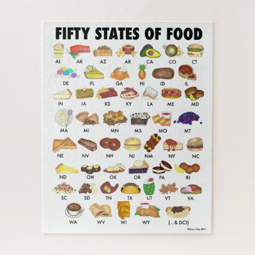 FIFTY STATES OF FOOD United States America USA Art Jigsaw Puzzle