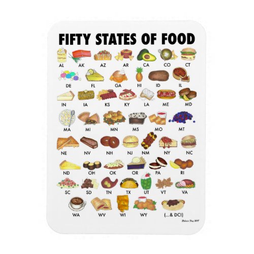 FIFTY STATES OF FOOD United States America USA Art Magnet