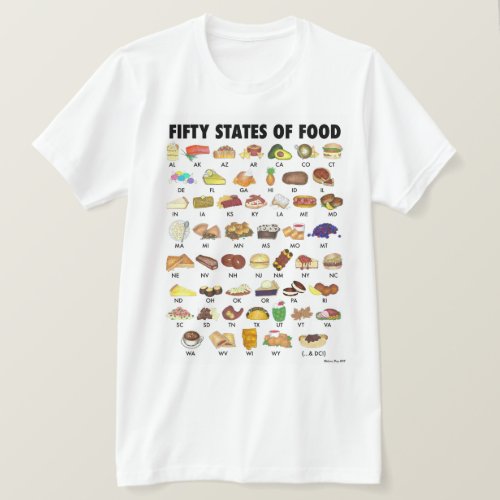 FIFTY STATES OF FOOD United States America USA Art T_Shirt