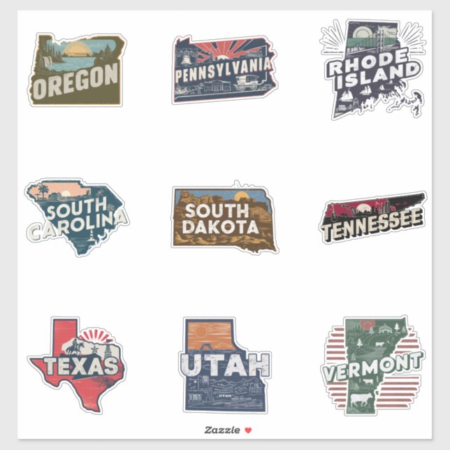 Fifty States Travel Sticker Set Part 5 (Sheet)