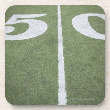 Fifty Yard Line On Sports Field Coaster by prophoto at Zazzle
