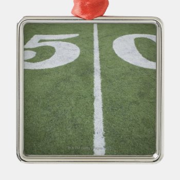 Fifty Yard Line On Sports Field Metal Ornament by prophoto at Zazzle