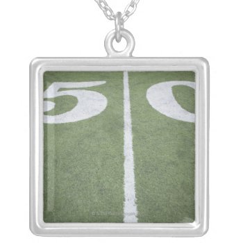 Fifty Yard Line On Sports Field Silver Plated Necklace by prophoto at Zazzle