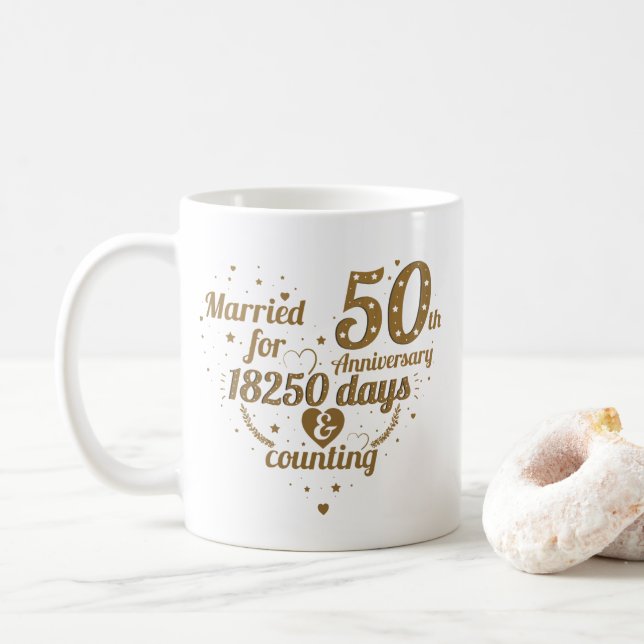 Fifty Year Anniversary mug add names date (With Donut)