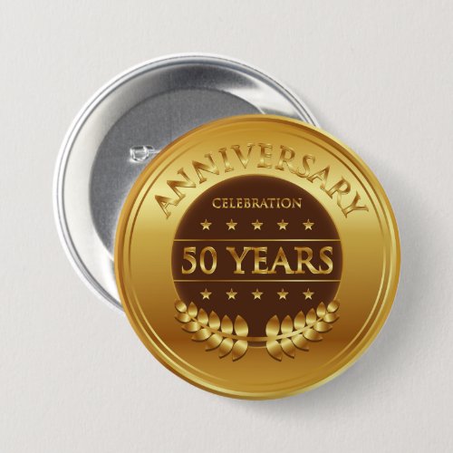 Fifty Years Anniversary Celebration Gold Medal Button