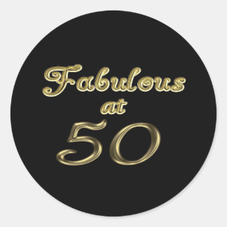 Fifty Years Fabulous at 50 Gold Typography Age 50 Classic Round Sticker