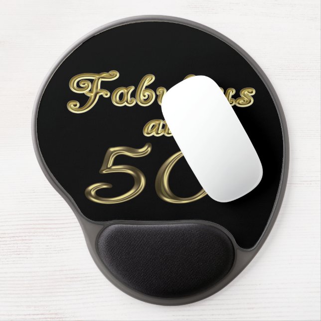 Fifty Years Fabulous at 50 Gold Typography Age 50 Gel Mouse Pad (Left Side)
