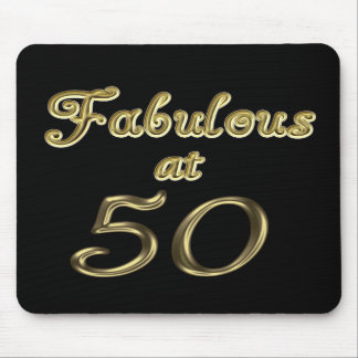 Fifty Years Fabulous at 50 Gold Typography Age 50 Mouse Pad
