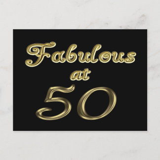 Fifty Years Fabulous at 50 Gold Typography Age 50 Postcard