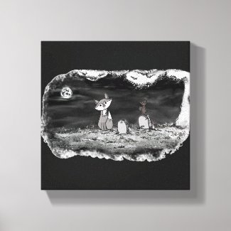 Fig & Blinky Graveyard Stretched Canvas Print 8"x8"