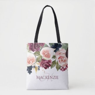Fig Blossoms | Elegant Floral Bridesmaid Keepsake Tote Bag