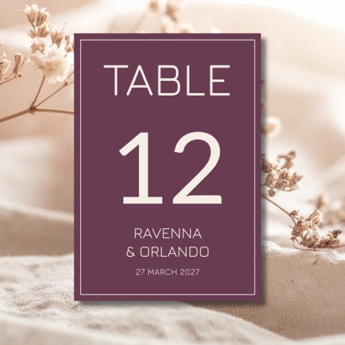 Fig Cream Old Money Formal Wedding Table Number