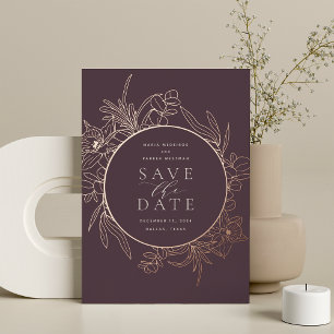 Fig Floral Foil Save the Date Card