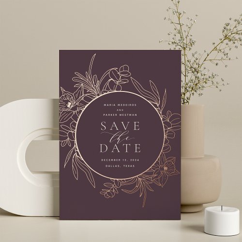 Fig  Floral Foil Save the Date Card
