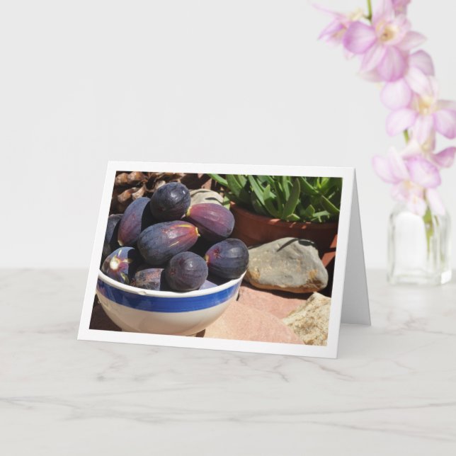 Fig Fruit in Bowl Still Life Card (Orchid)