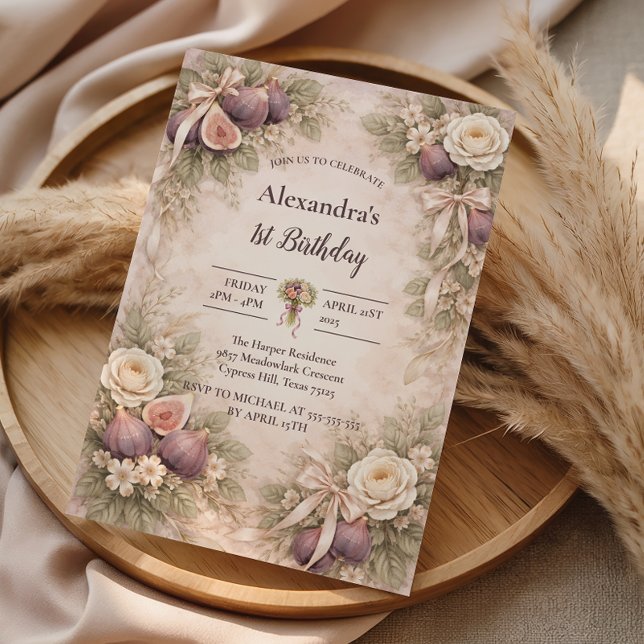 Fig Garden Vintage 1st Birthday Invitation (Creator Uploaded)