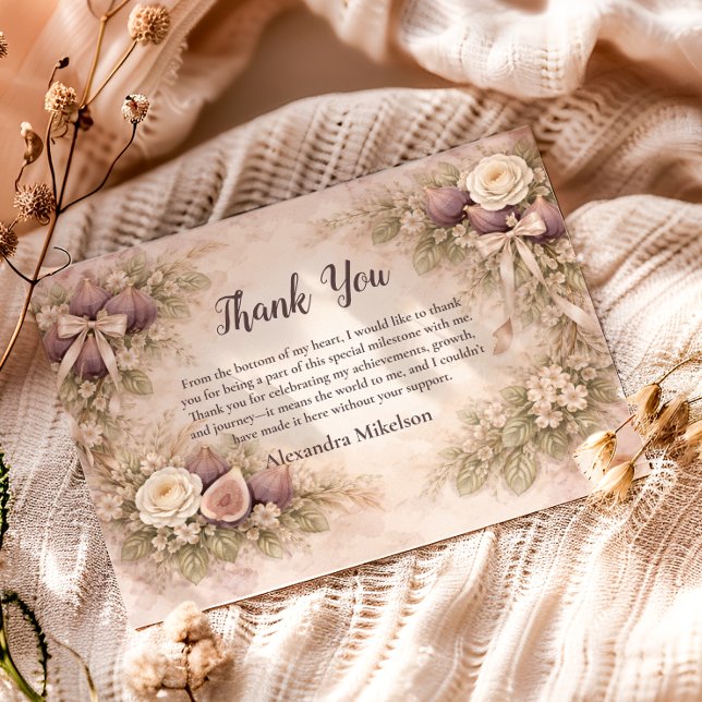 Fig Garden Vintage 1st Birthday Thank You Card (Creator Uploaded)