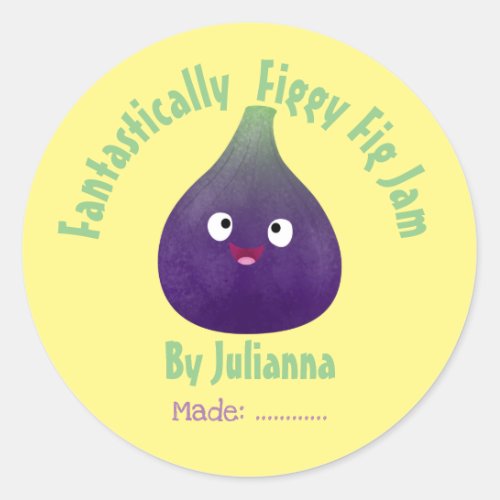 Fig jam cute cartoon produce label