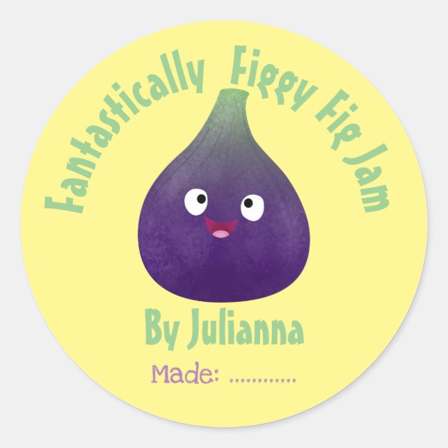 Fig jam cute cartoon produce label (Front)