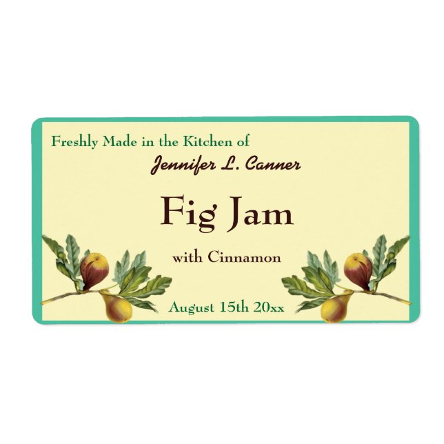 Fig Jam or Preserves Canning Jar Food Label (Front)