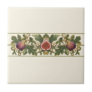 Fig Leaf Scroll Custom Background Frieze Ceramic Tile