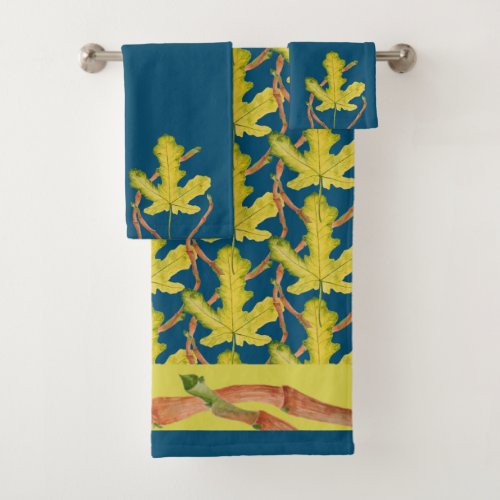 Fig Leaves on a Bathroom Towel Set