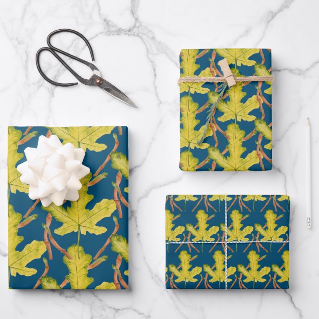 Fig Leaves on a Wrapping Paper Set  (Front)