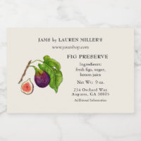 Fig Preserve Label with Ingredient list